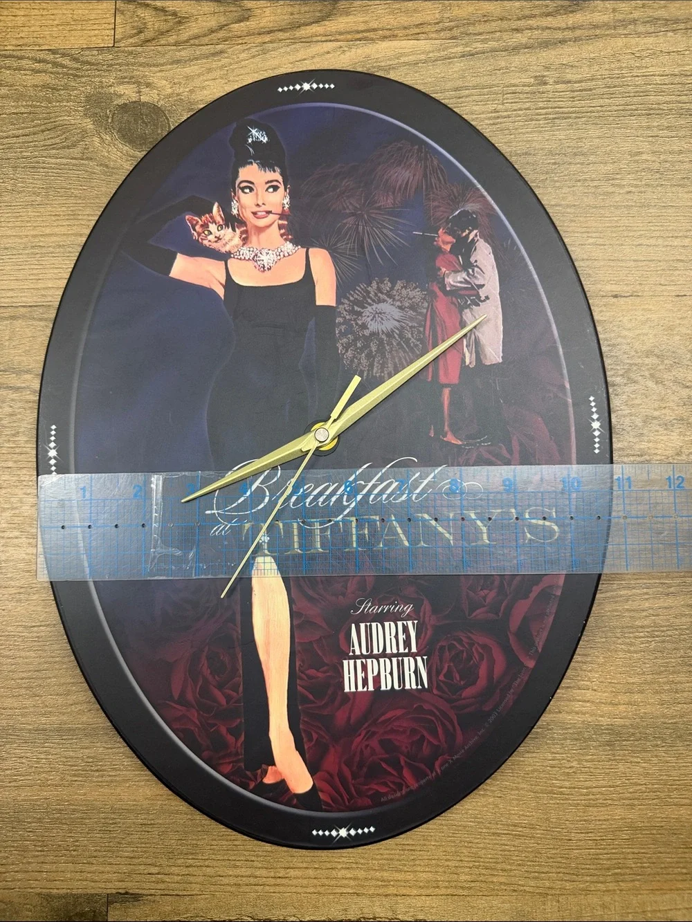 Breakfast at Tiffany's Audrey Hepburn Wall Clock - Black & Gold